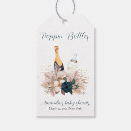Etiquetas Para Regalos Blue Boho Poppin Champagne Botellas Baby Shower