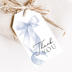 Etiquetas Para Regalos Blue Bow Baby Shower Gracias Por Favor