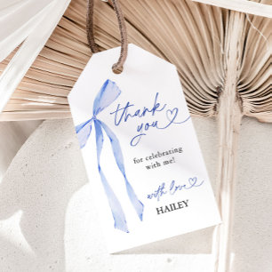 Etiquetas Para Regalos Blue Bow Bridal Shower Gracias, Favor Tags