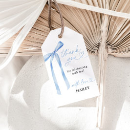 Etiquetas Para Regalos Blue Bow Bridal Shower Gracias, Favor Tags