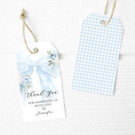 Etiquetas Para Regalos Blue Bow Coquette Baby Boy Shower Gracias