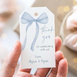 Etiquetas Para Regalos Blue Bow Coquette Baby Shower Gracias