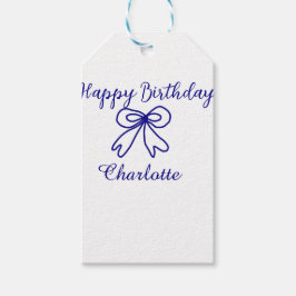 Etiquetas Para Regalos Blue bow CUTIE AGREGAR NOMBRE DE BEBÉ feliz cumple