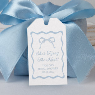Etiquetas Para Regalos Blue Bow está atando el favor de la ducha de novia