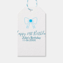 Etiquetas Para Regalos Blue bow happy 21ᵉʳ cumpleaños date