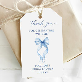 Etiquetas Para Regalos Blue Bow Tying Knot Bridal Shower Gracias