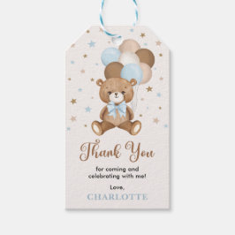 Etiquetas Para Regalos Blue Brown Teddy Bear Baby Shower Gracias
