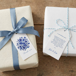 Etiquetas Para Regalos Blue Chinoiserie Floral bouquet Wedding Thank You