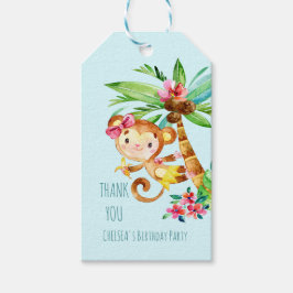 Etiquetas Para Regalos Blue Cute Monkey Personalizado Cumpleaños Feliz