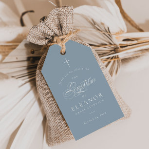 Etiquetas Para Regalos Blue Elegant Calligraphy Baptism Gracias A Favor
