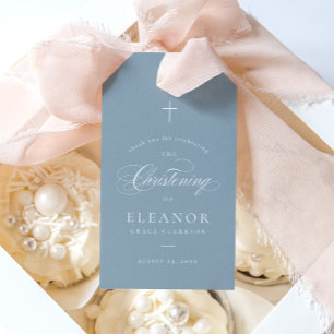 Etiquetas Para Regalos Blue Elegant Calligraphy Christening Favor