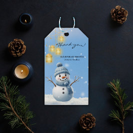 Etiquetas Para Regalos Blue Elegant Whimsical Winter Snowman Baby Shower
