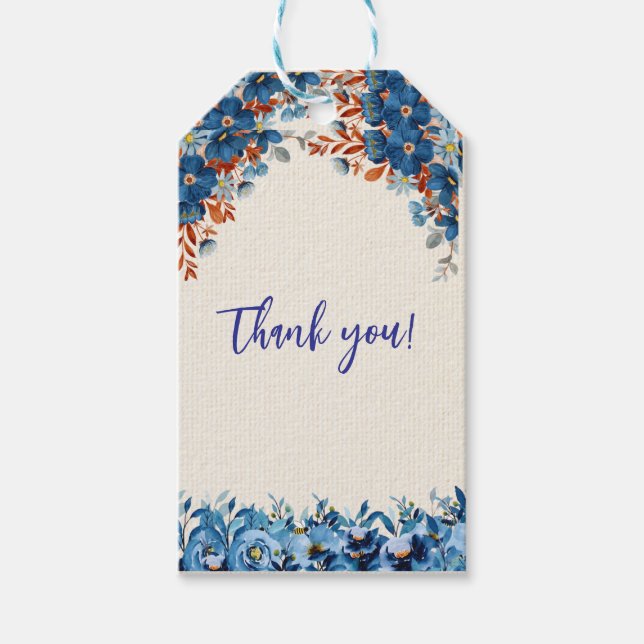 Etiquetas Para Regalos Blue Foral (Anverso)