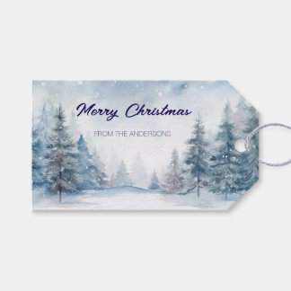 Etiquetas Para Regalos Blue Forest in the Snow Personalized Christmas