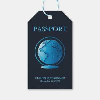 Etiquetas Para Regalos Blue Globe Passport Travel Baby Shower
