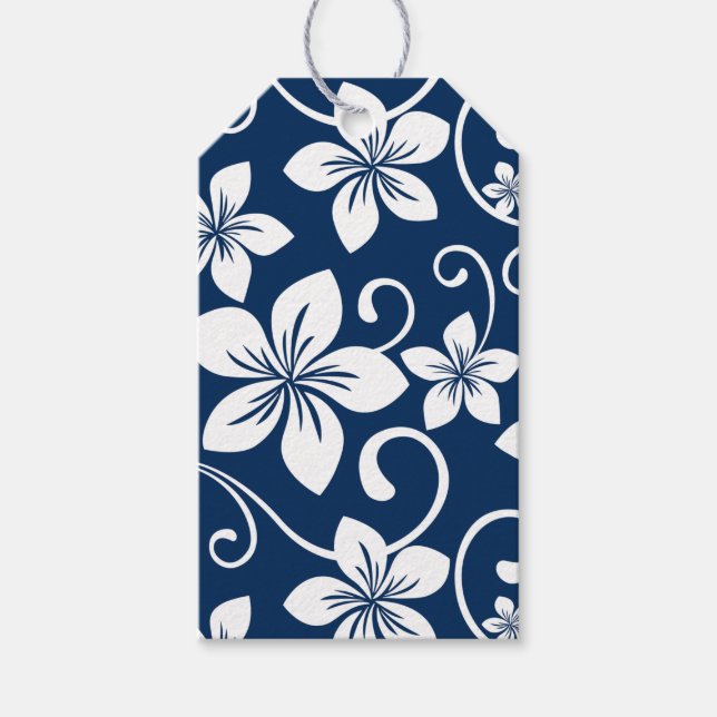 ETIQUETAS PARA REGALOS BLUE HAWAII (NAVY) (Anverso)