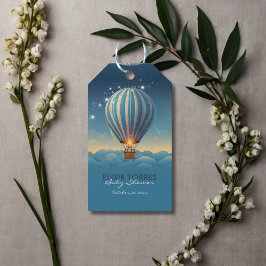Etiquetas Para Regalos Blue Hot Air Balloon Adventure espera Baby Shower