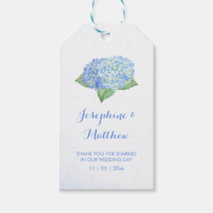 Etiquetas Para Regalos Blue Hydrangea Watercolor Wedcolor Favor de la bod