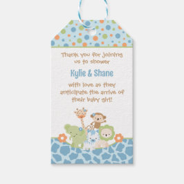 Etiquetas Para Regalos Blue Jungle Animals Baby Shower Favor Gift Tag