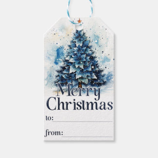 Etiquetas Para Regalos Blue Merry Christmas Tree