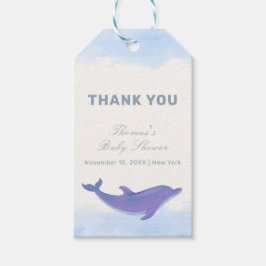Etiquetas Para Regalos Blue Minimalista Boho Ocean Dolphin Baby Shower