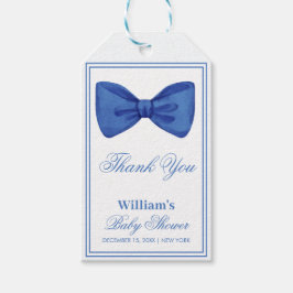 Etiquetas Para Regalos Blue Minimalista Bow Frame Baby Shower Gracias