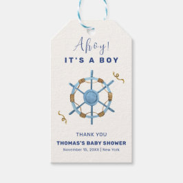 Etiquetas Para Regalos Blue Modern Ahoy Nautical Boy Baby Shower