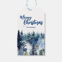 Blue Modern Merry xmas tree forest Rindeer