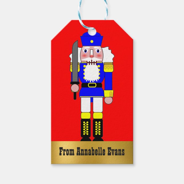 Etiquetas Para Regalos Blue Nutcracker Personalizado (Anverso)