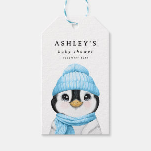 Etiquetas Para Regalos Blue Penguin Winter Baby Shower