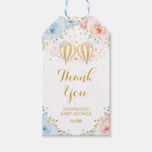 Etiquetas Para Regalos Blue Pink Hot Air Balloon Floral Twin Baby Shower