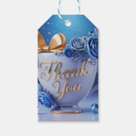 Etiquetas Para Regalos Blue Rose Teacup Thank You