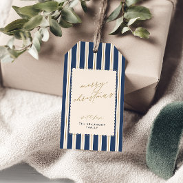 Etiquetas Para Regalos Blue Striped and Scalloped Christmas Gift Tags