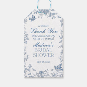 Etiquetas Para Regalos Blue Toile De Jouy Bridal Shower Favor