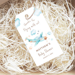 Etiquetas Para Regalos Blue Toy Airplane Boy Baby Shower Gracias