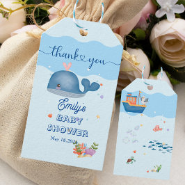 Etiquetas Para Regalos Blue Under Sea Baby Boy Shower Whale