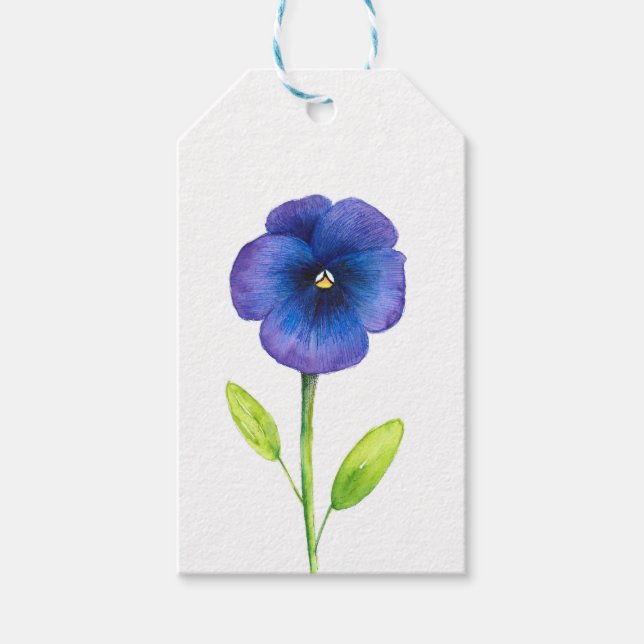 Etiquetas Para Regalos Blue Violet Pansy (Anverso)