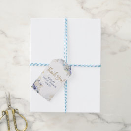 Etiquetas Para Regalos Blue White Gold Floral Rosa acuarela Gracias