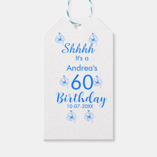 Etiquetas Para Regalos Blue white mauve shhhh nombre floral de 60 años