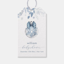 Etiquetas Para Regalos Blue Winter Bow Snowflake Ornament Baby Shower