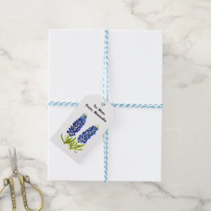 Etiquetas Para Regalos Bluebonnets Flores Blue Floral Watercolor Elegante