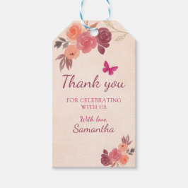 Etiquetas Para Regalos Blush Garden Floral Acuarela Primer Cumpleaños  
