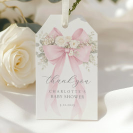Etiquetas Para Regalos Blush Pink Bow Baby Shower Thank you