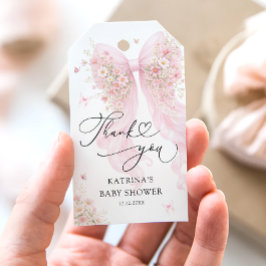 Etiquetas Para Regalos Blush Pink Bow Butterfly Baby Shower Thank You