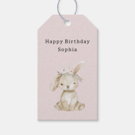 Etiquetas Para Regalos Blush Pink Flowers Bunny Birthday