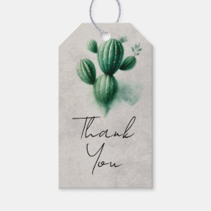 Etiquetas Para Regalos Boda al sudoeste de cactus verde acuarela gris