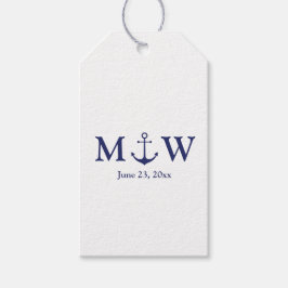 Etiquetas Para Regalos Boda anclaje náutico monograma blanco azul marino