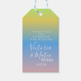 Etiquetas Para Regalos Boda arcoíris de ombre amarillo azul rosa   