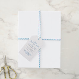 Etiquetas Para Regalos Boda azul de arte de la hoja monograma de corazón