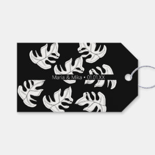 Etiquetas Para Regalos Boda Botánica Monstera Blanco Negro